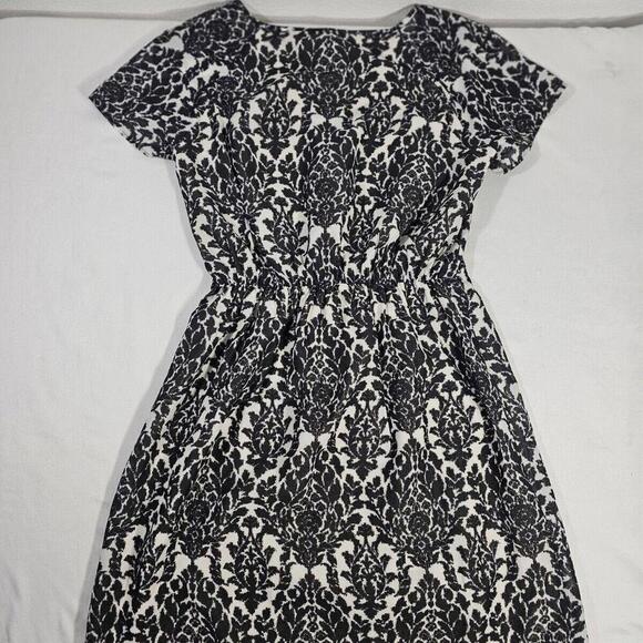 J Crew Damask Print Dress Black Size 0 - Picture 6 of 6
